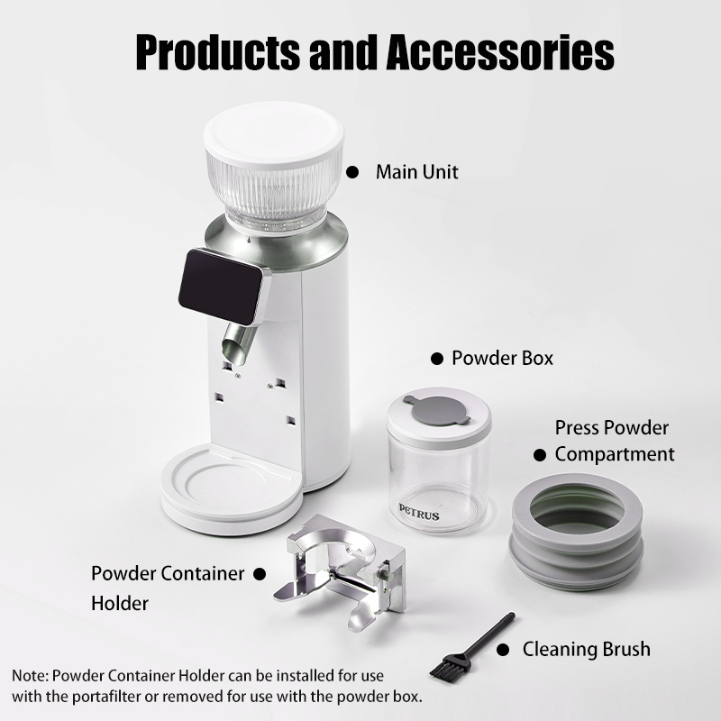 Petrus Coffee Grinder Metal Body For 51/58MM Portafilter With 30 Precise Grind Settings Espresso Drip Percolator French Press American Coffee Machine