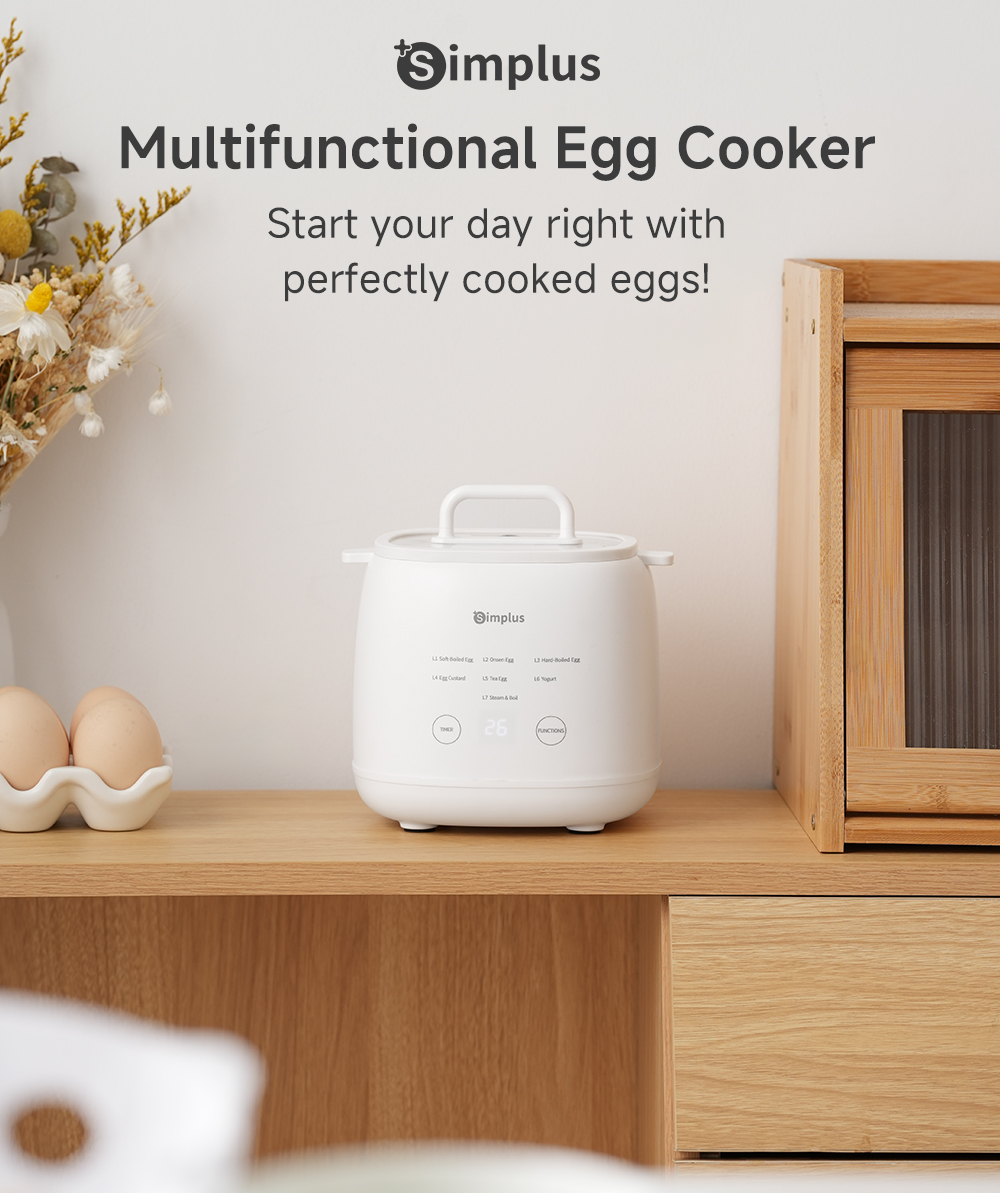 Simplus Multifunctional Egg Cooker |7 Modes | 24h Reservation | SUS304 Steaming Bowl | Steaming Egg Custard Yogu DZEG006