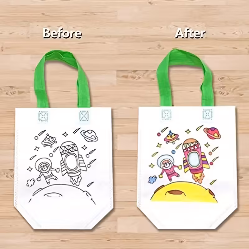 24pcs DIY Graffiti Canvas Gift Bags - Reusable Non-Woven Mini Tote with 12 Carnival Animal Designs, Dual Handles for Shopping, Storage & Party Favors (Green & Red), Festive Accessories, Vibrant Prints, Lightweight Construction, Event Organizers